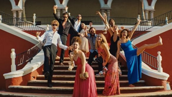 Levon Hawke, Simon Rex, Liz Caribel, Channing Tatum, Haley Joel Osment, Trew Mullen, Naomi Ackie, Adria Arjona and Alia Shawkat in Blink Twice