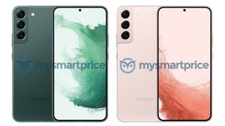 Samsung Galaxy S22 Plus in green and pink gold