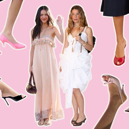 doll heel trend art featuring Olivia Rodrigo, Maggie Rogers, and models at Spring 2026 fashion week