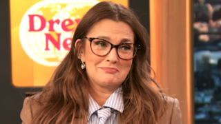 Drew Barrymore wearing glasses in March 2026 episode of her talk show 