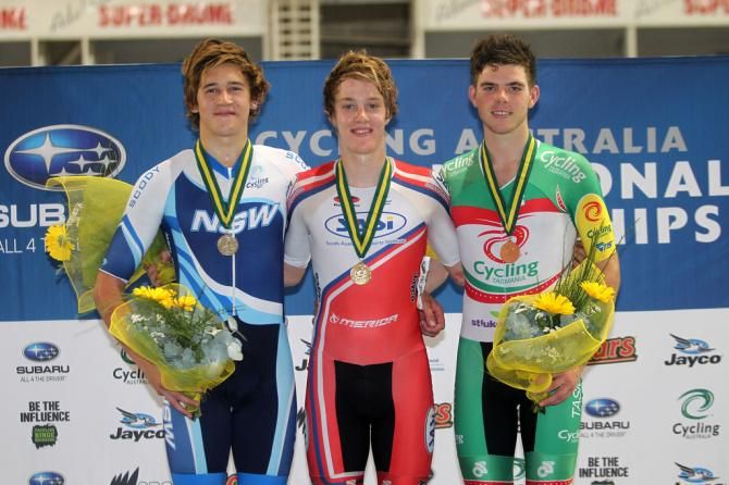 The U19 Men's point race podium