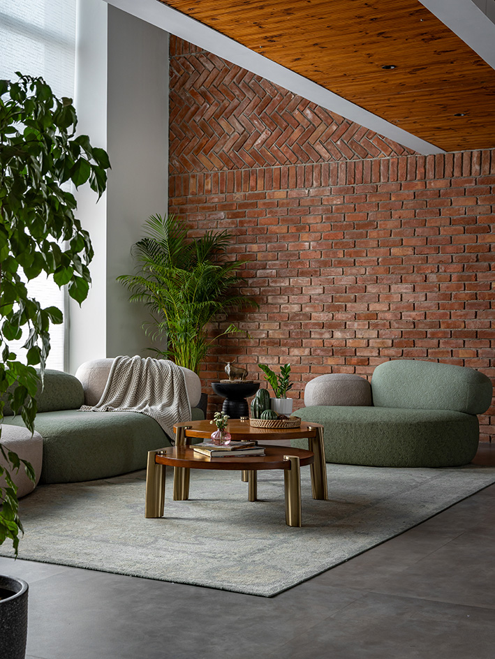 interior of Brickloom, a new Delhi apartment by Mold Design Studio