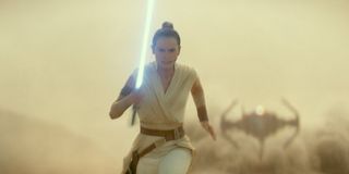 Rey running with lightsaber in Star Wars: The Rise of Skywalker
