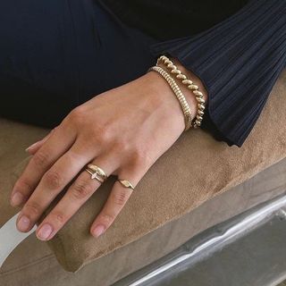 rings and bracelet in gold