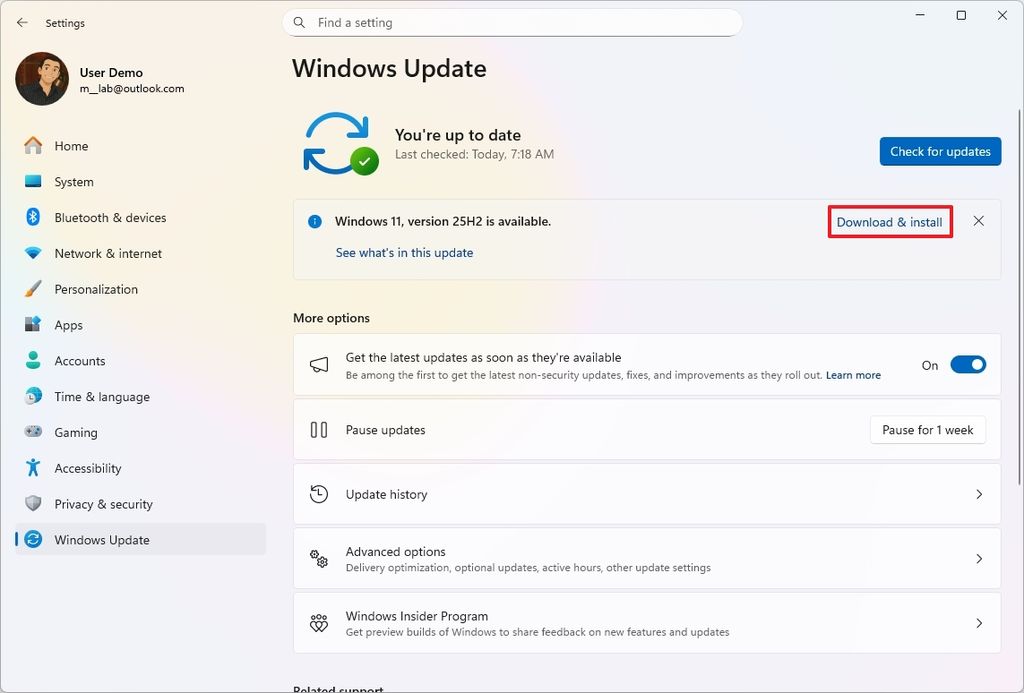 Windows 11 2025 Update download from Windows Update