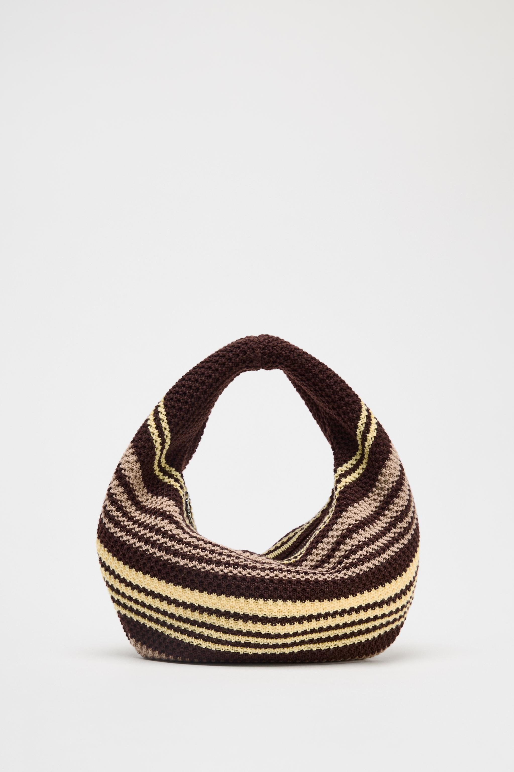 Striped Crochet Bucket Bag