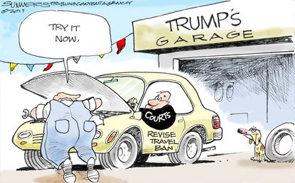 Political Cartoon U.S. Donald Trump GOP travel ban