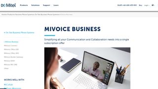 Mitel MiVoice Business website screenshot