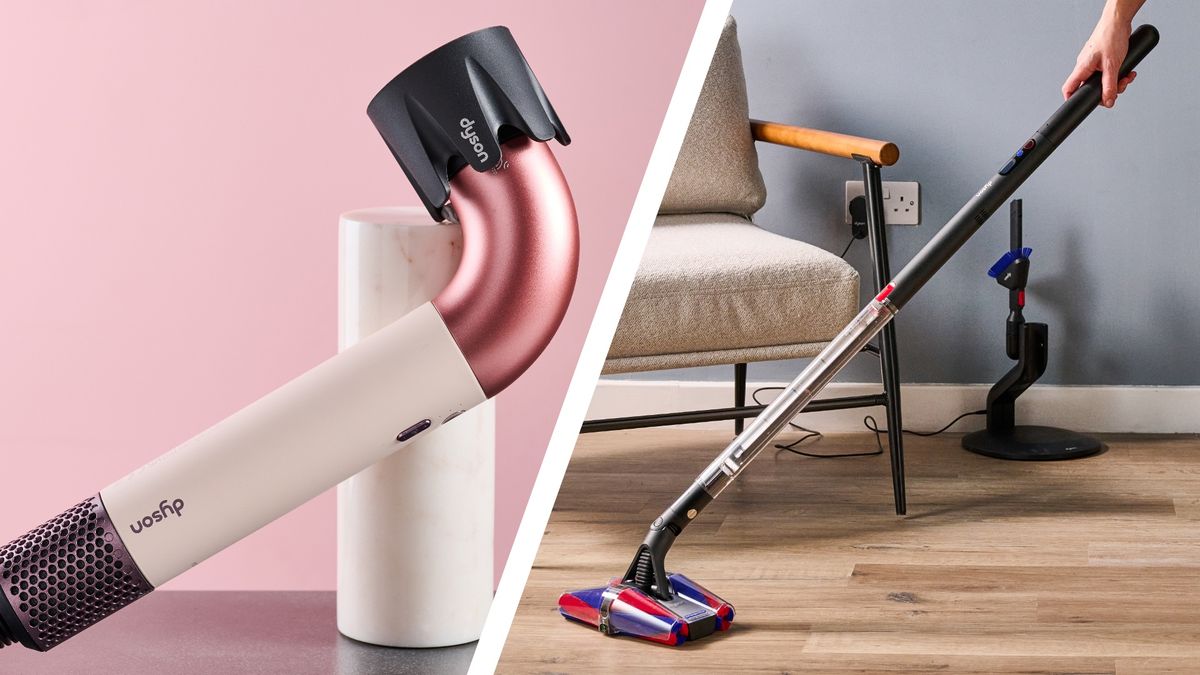 Dyson Supersonic r hair dryer (left) and PencilVac, shot in TechRadars studio