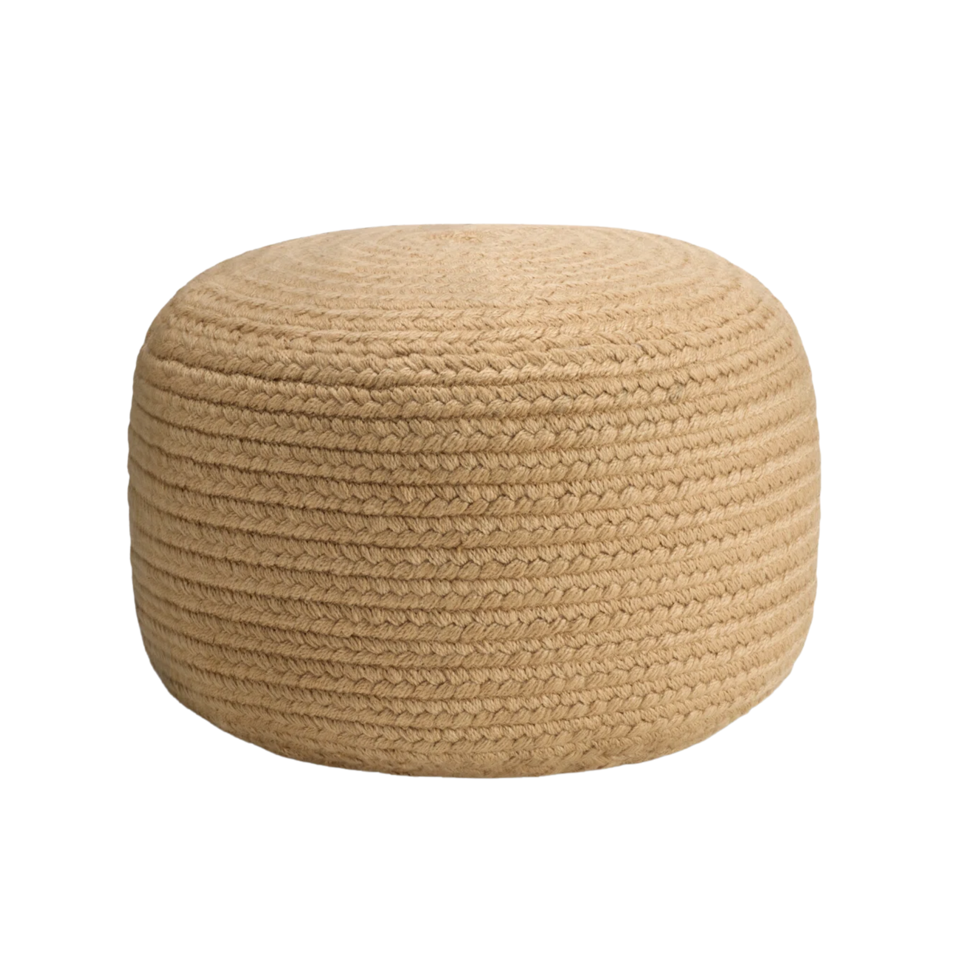a woven outdoor pouf