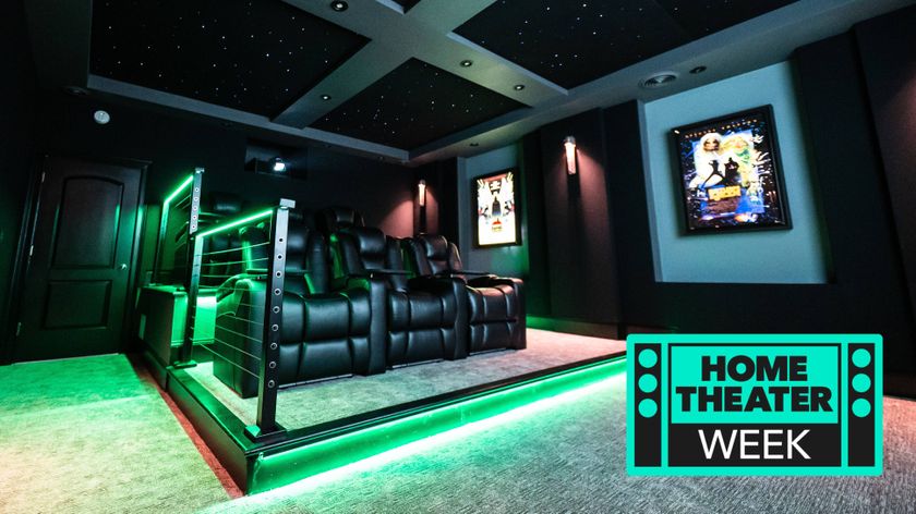 home theater seating with green floor lighting