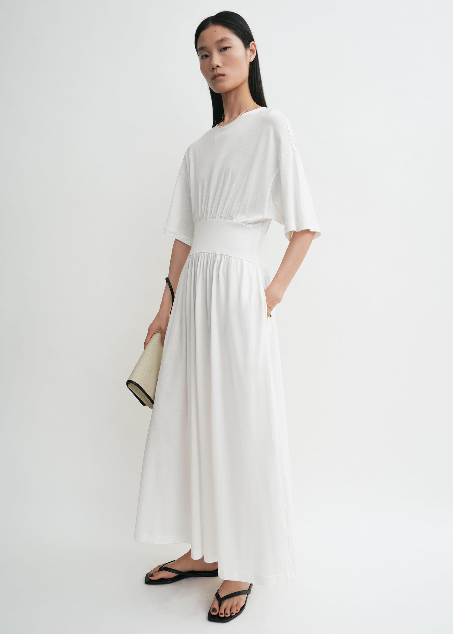Cotton Silk Tee Dress Off-White - Xxs