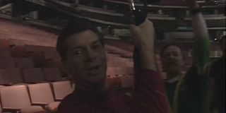 Vince McMahon after testing the zipline for WrestleMania 12