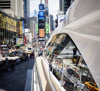 Azimut yacht in Times Square