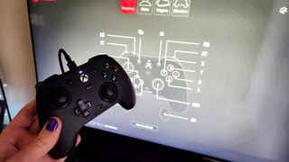 GameSir G7 Wired Controller in front of the GameSir Nexus app, with controller remapping options.