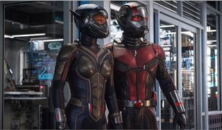 Ant-Man and The Wasp The Wasp and Ant-Man look toward danger