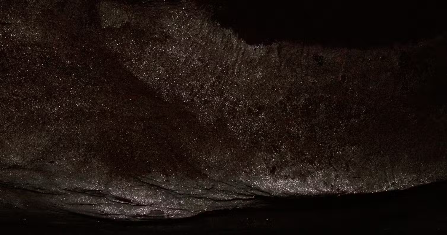 A cave ceiling covered in tiny glittering crystals