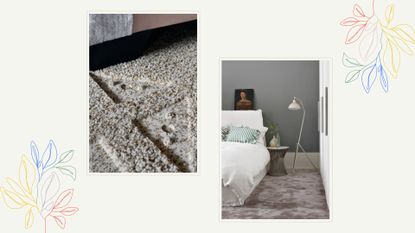 picture of carpet dents in beige carpet and bedroom furntiure on grey plush carpet