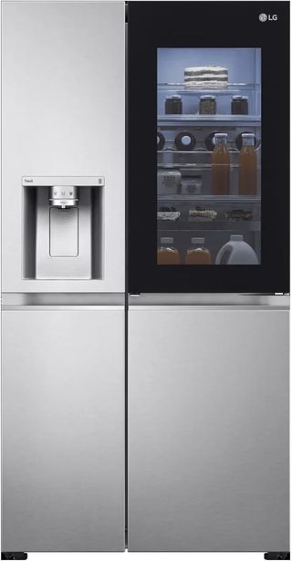 A silver LG fridge freezer