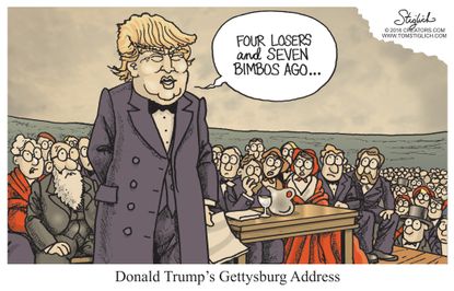 Political cartoon U.S. Donald Trump Gettysburg Address