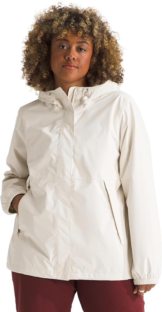 The North Face, The North Face Women&#039;s Antora Jacket (standard &amp;amp; Plus Size) | Waterproof &amp;amp; Windproof Rain Coat, Secure Zip Hand Pockets, Adjustable Hood &amp;amp; Hem, White Dune, Medium