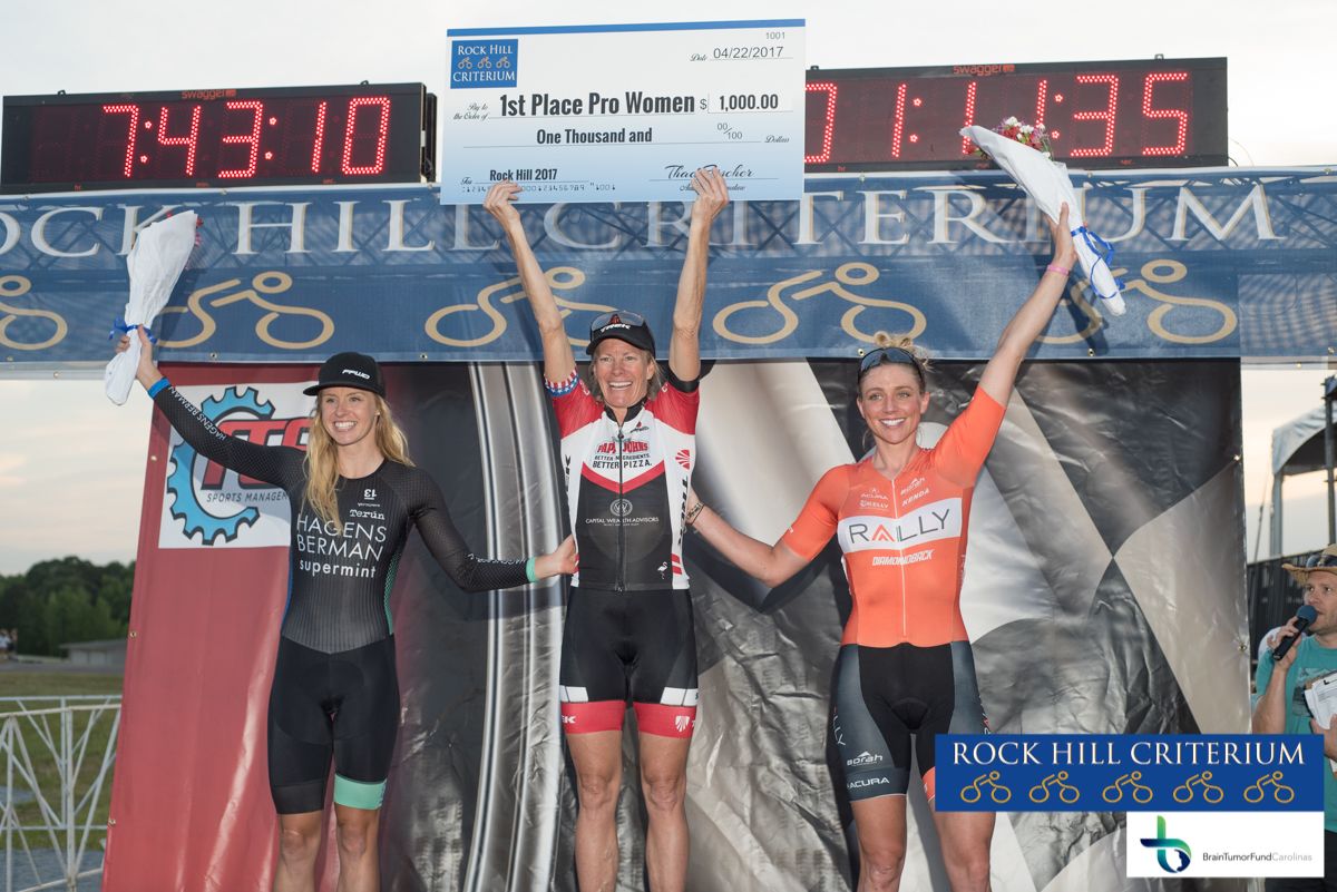 Peta Mullens, Tina Pic and Erica Allar on the podium in Rock Hill