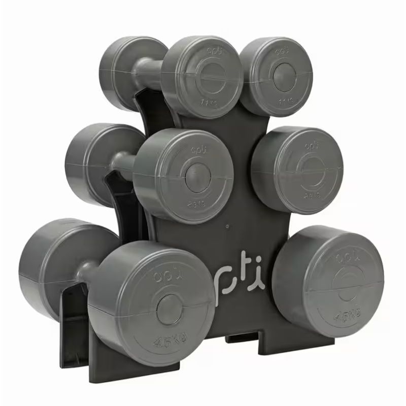 dumbbell set from Argos with stand