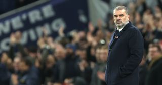 Tottenham Hotspur manager Ange Postecoglou during the Premier League match between Tottenham Hotspur and Chelsea FC at Tottenham Hotspur Stadium on November 6, 2023 in London, England.