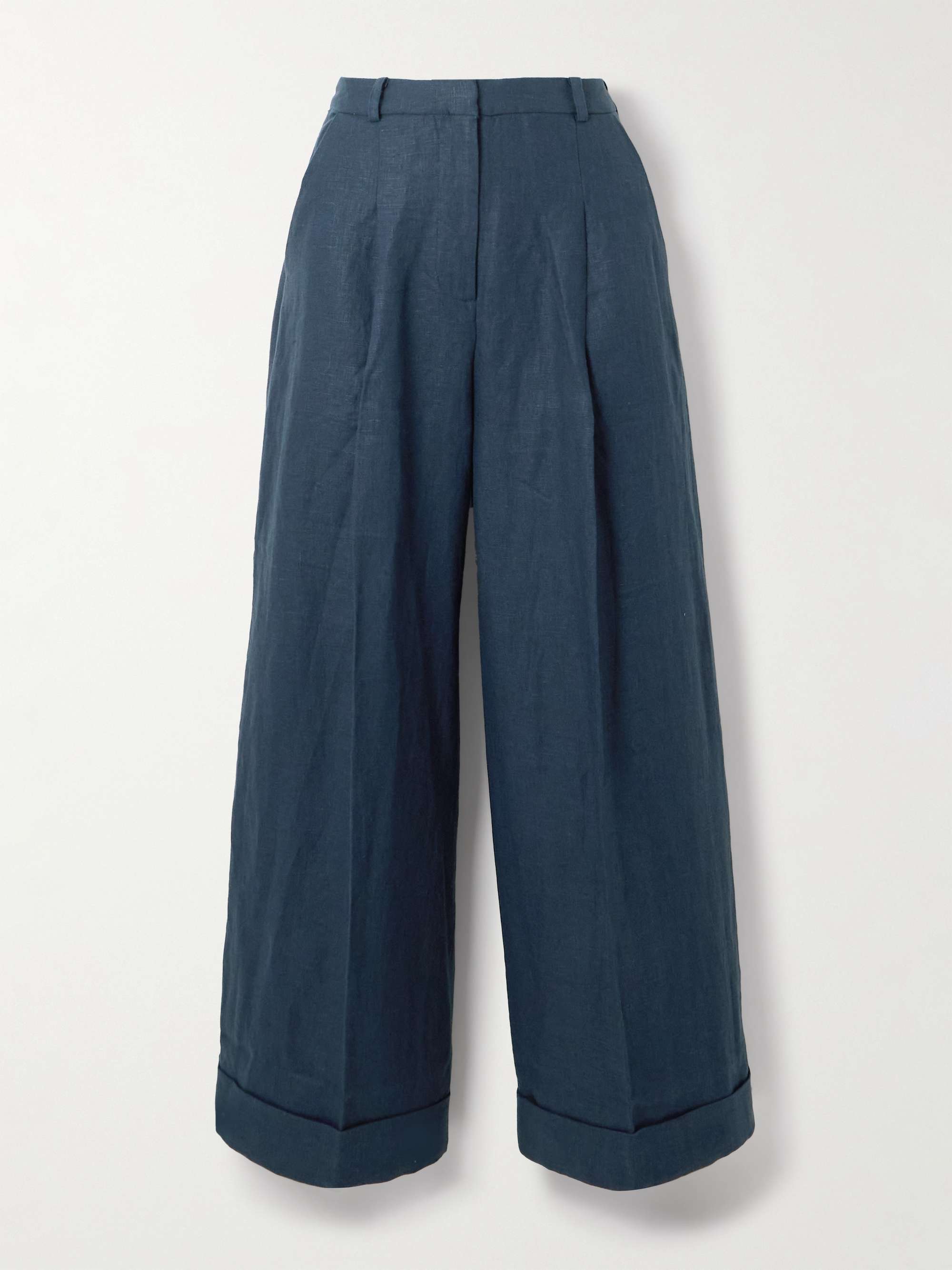 Clove Pleated Wide-Leg Linen Pants