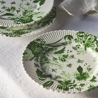 green and white dessert plates