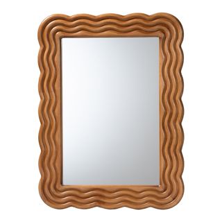 Baxton Studio Jakia Modern Brown Scallop-Framed Accent Mirror