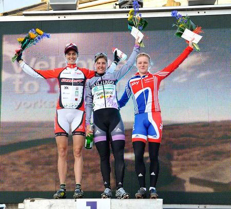 Women's podium: Leumann, Schneitter, last