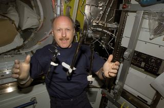 Ken Bowersox in the Quest Airlock Aboard the ISS