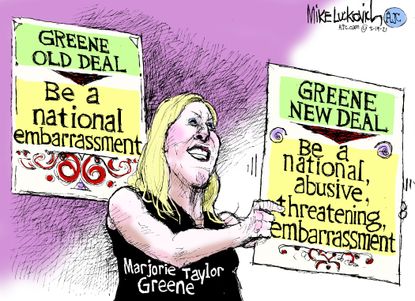 Political Cartoon U.S. marjorie taylor greene aoc