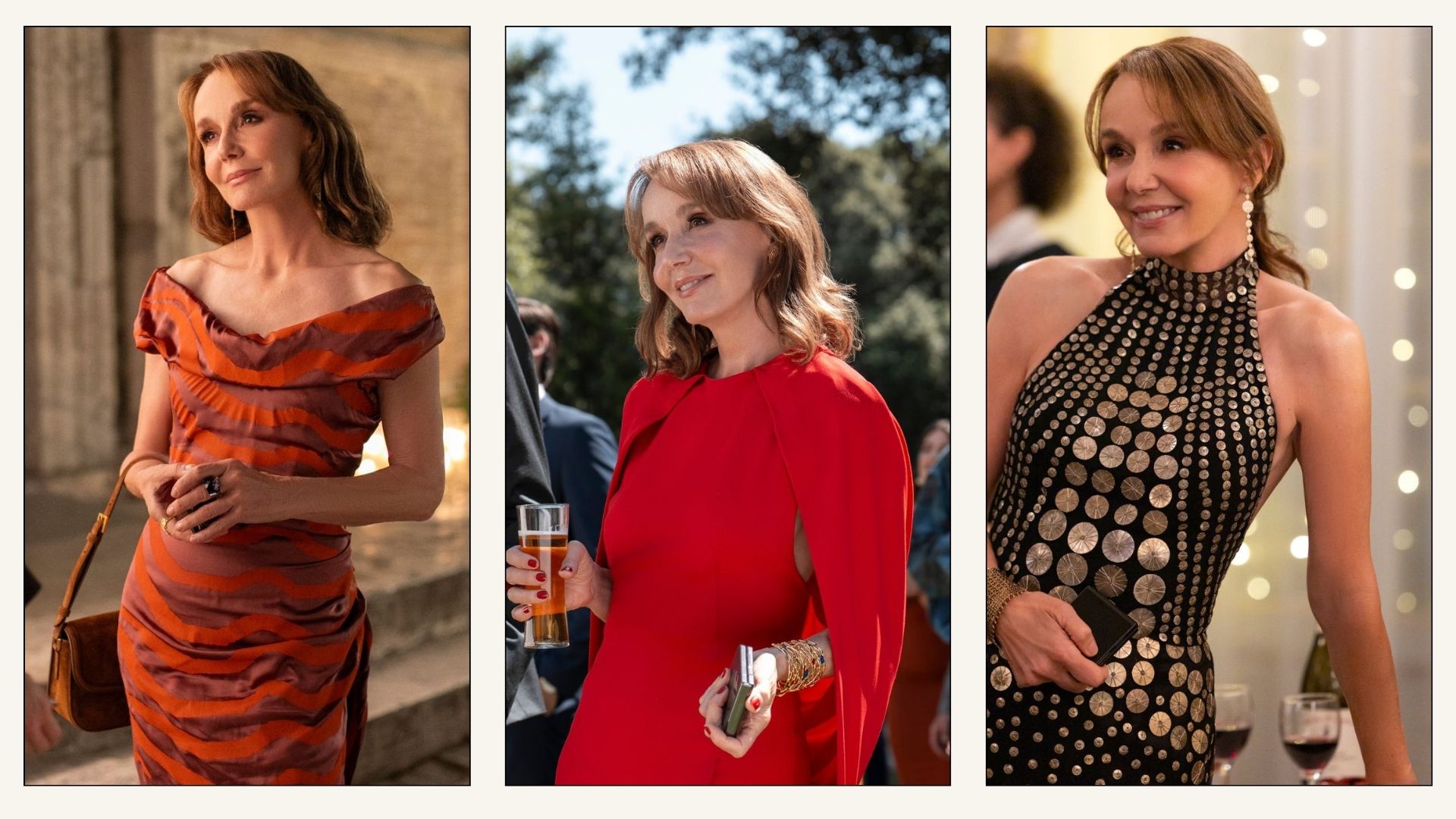 Collage of stills of Sylvie from Emily in Paris.