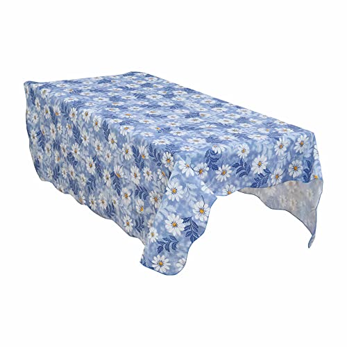 Uxcell Vinyl Daisy Pattern Rectangle Tablecloth Cover Water Oil 71 X 54 Inch for Wedding Party Blue