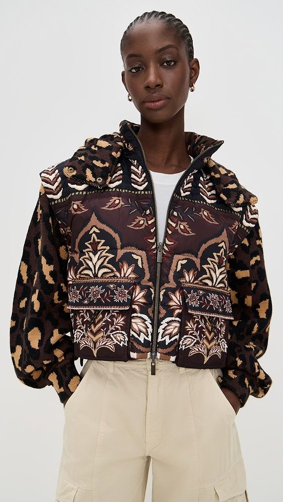 Farm Rio Winter Ainika Brown Puffer Jacket