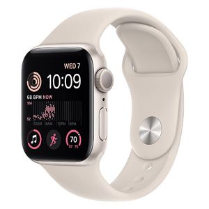 A product shot of the Apple Watch SE on a white background