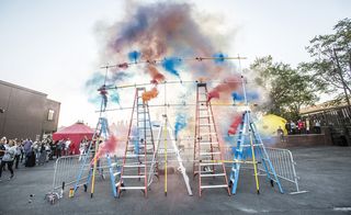 Olaf Breuning's smoke bomb installation