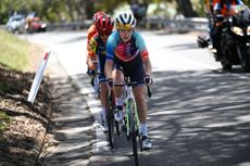 WILLUNGA HILL AUSTRALIA JANUARY 14 LR Amanda Spratt of Australia and Team LidlTrek and Neve Bradbury of Australia and Team CanyonSRAM Racing compete in the chase group climbing to Willunga Hill 370m during the 8th Santos Womens Tour Down Under 2024 Stage 3 a 934km stage from Adelaide to Willunga Hill 370m UCIWWT on January 14 2024 in Willunga Hill Australia Photo by Tim de WaeleGetty Images