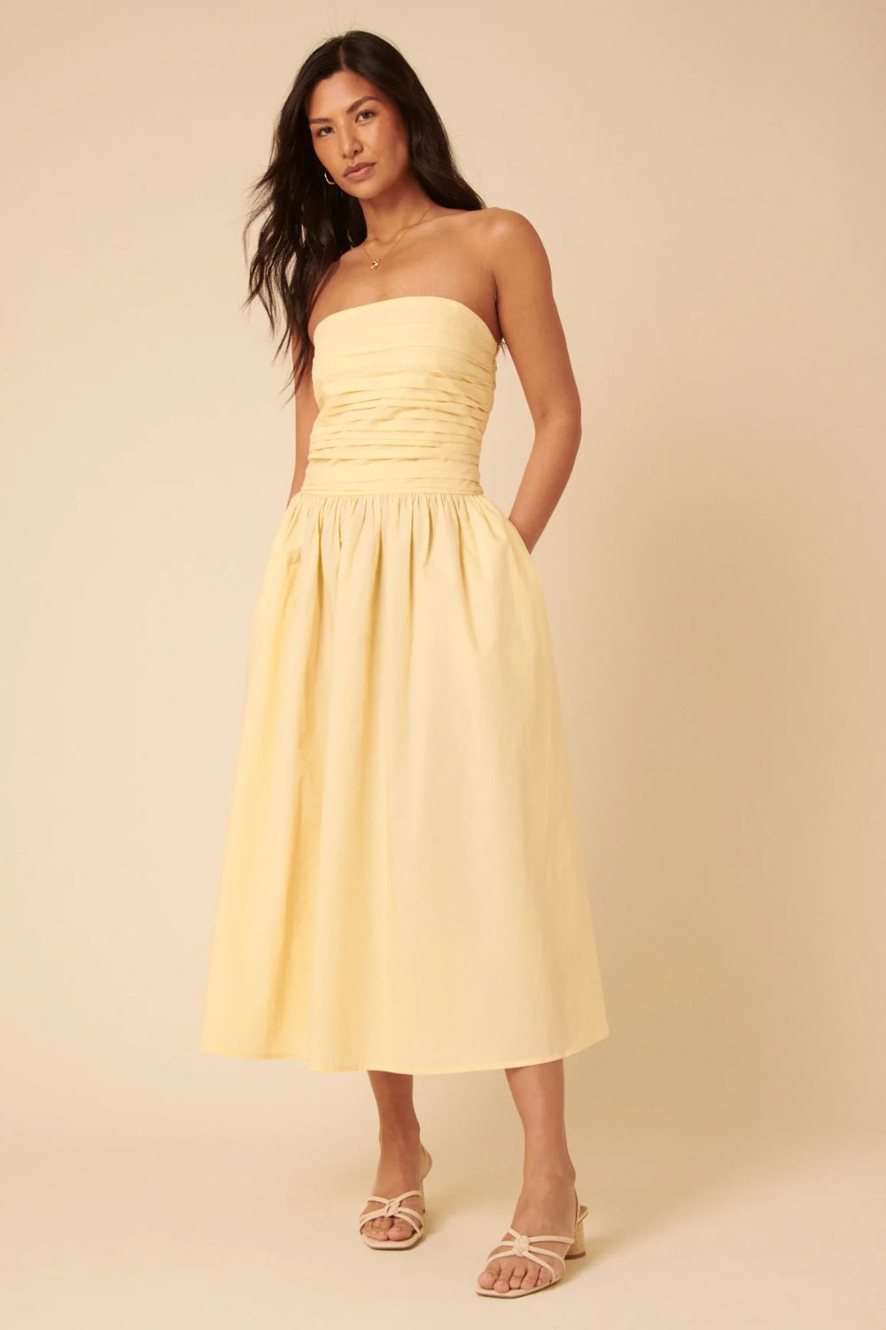 Nobody's Child Butter Yellow Bandeau Felicity Midi Dress