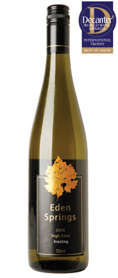 DWWA 2013 International Trophies, Eden Springs High Eden Riesling Eden Valley South Australia 2008