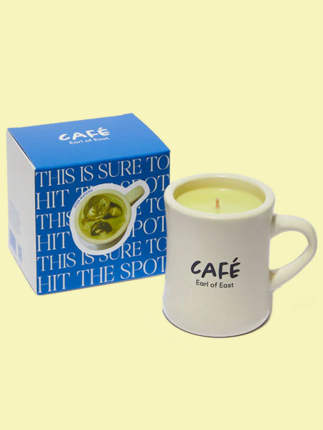 A mug matcha scented candle from Earl of East