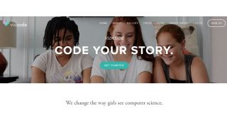 Photo of Vidcode homepage with three girls 