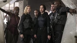 Natalie Dormer, Jennifer Lawrence, Liam Hemsworth, Mahershala Ali Hunger Games: Mockingjay Part 1