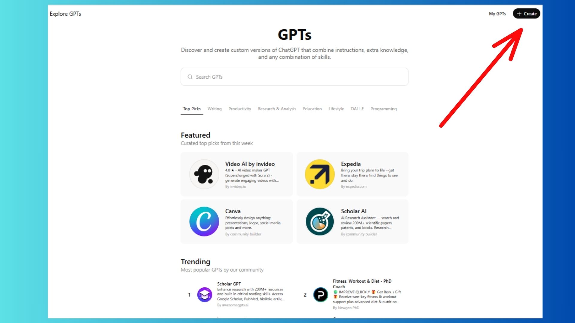 screenshot of cutom GPT