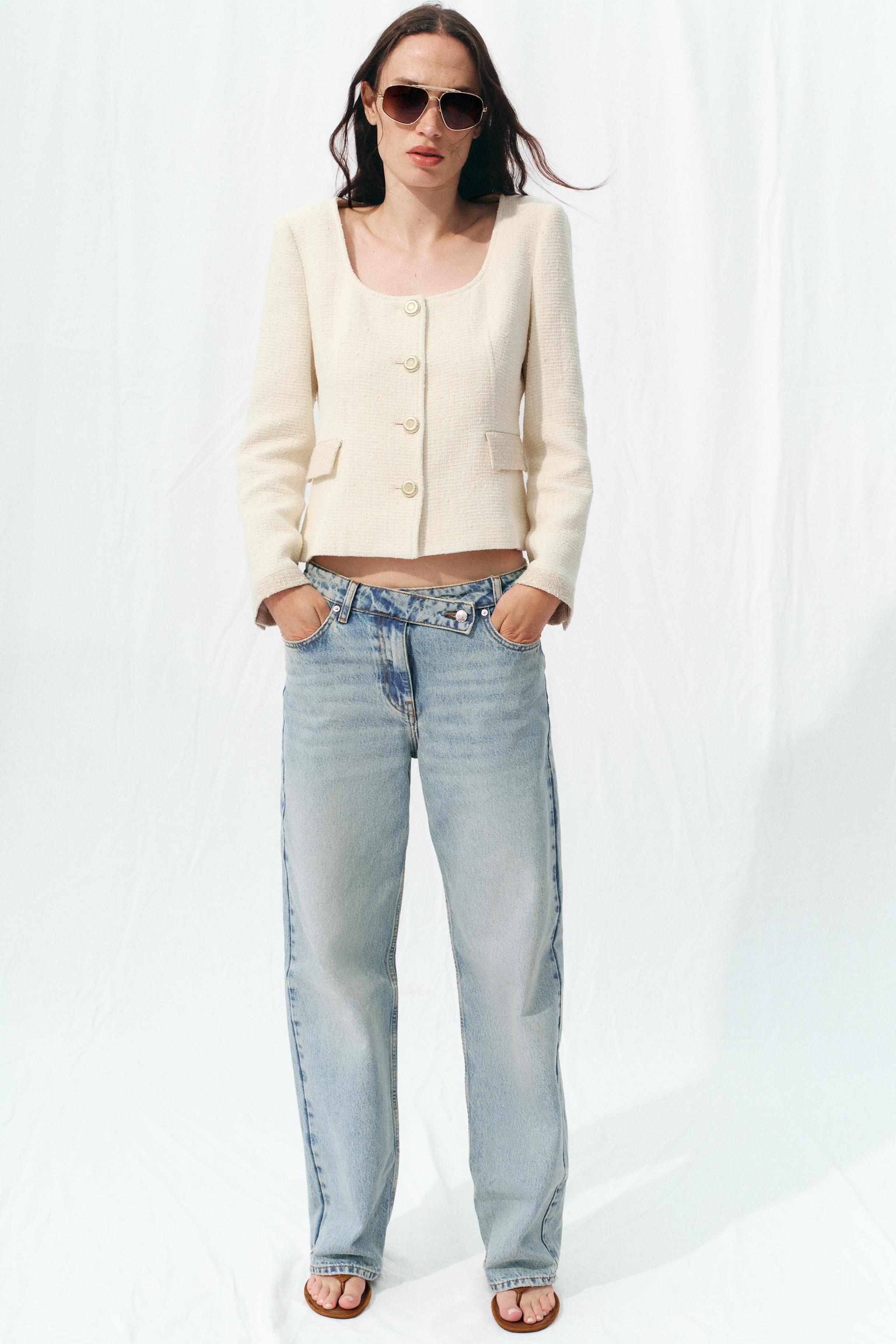 Round Neck Textured Blazer