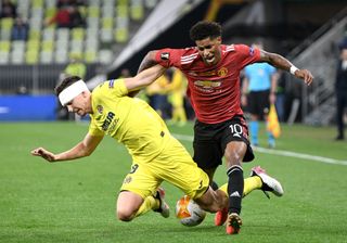 Marcus Rashford started Manchester United's Europa League final spot-kick loss to Villarreal in May