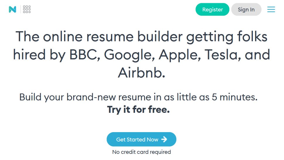 Novoresume website screenshot (December 2025).