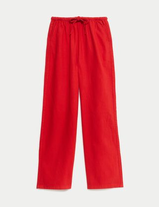 Denim Drawstring Wide-Leg Trousers